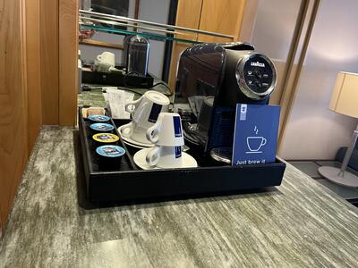 Coffee maker inside the suite